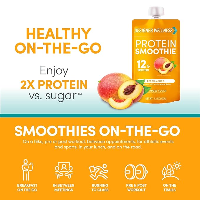 Designer Wellness Protein Smoothie, Real Fruit, 12g Protein, Low Carb, Zero Added Sugar