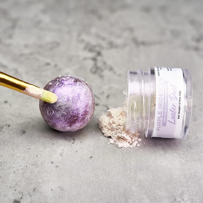 Luster Dust - Purple Iridescent (4g 1x Jar) | Edible Vegan Dust & Paint for Cake Decorating, Ice