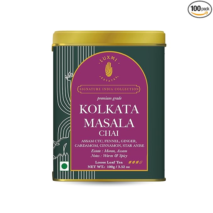 Luxmi Estates Kolkata Masala Chai | 100 gm | Signature India Collection | Assam CTC Tea | Black tea