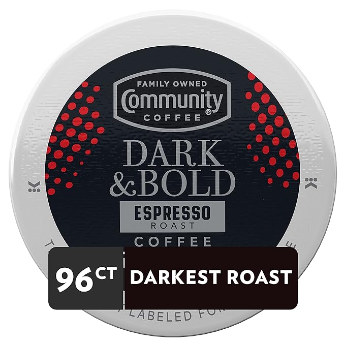 Community Coffee Dark & Bold Espresso Roast 96 Count Coffee Pods, Compatible with Keurig 2.0 K-Cup