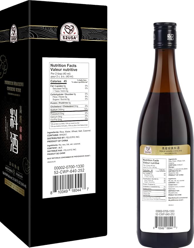 52USA Premium Shaoxing Cooking Wine, Chinese Asian Cooking Wine, Shao Hsing Rice Wine, Shaoxing