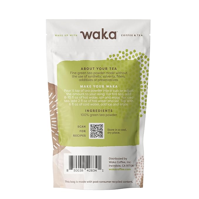 Waka Instant Green Tea Mix, Original - 100% Tea Leaves, No Additives, Unsweetened Sample/Travel
