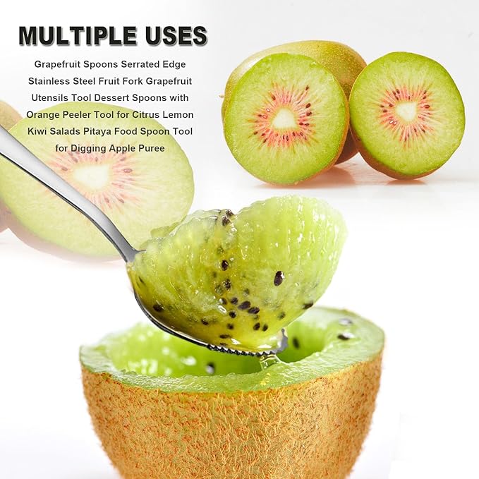Grapefruit Spoons Serrated Edge Stainless Steel Grapefruit Utensils Tool Dessert Spoons for Citrus