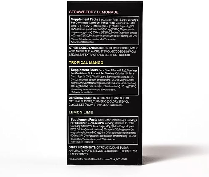 Gainful Hydration Packets Variety Pack, Decaffeinated with Key Electrolytes, Magnesium and Sodium