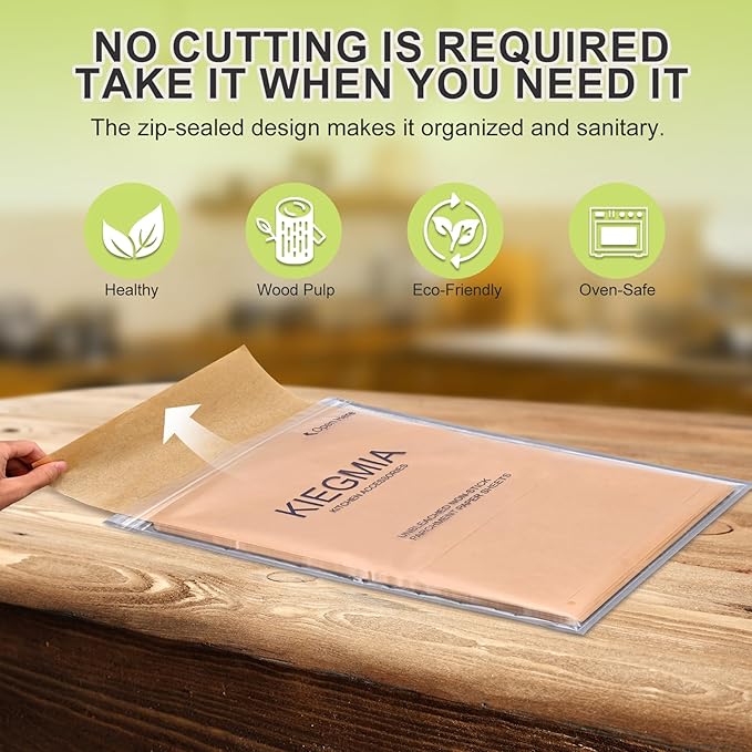 9 x 13 IN Parchment Paper for Baking, 200 Pre-cut Non-stick Brown Parchment Paper, Versatile Sheets