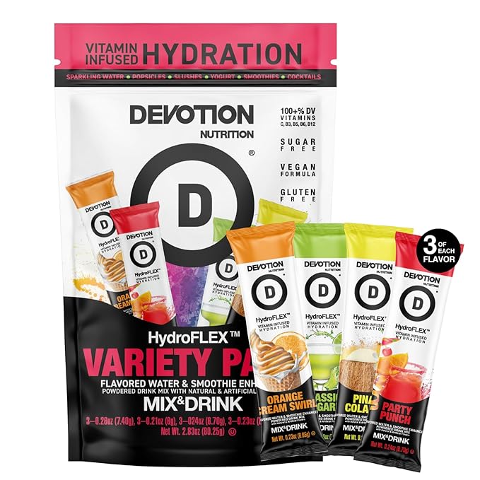 Devotion Nutrition HydroFLEX Packets | Vitamin Infused Hydration Powder | Water Enhancer Drink Mix