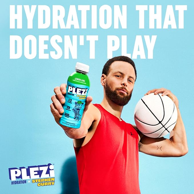 PLEZi Lemon Lime Hydration Drink x Stephen Curry - Sports Drinks with 2X Electrolytes - 500mg
