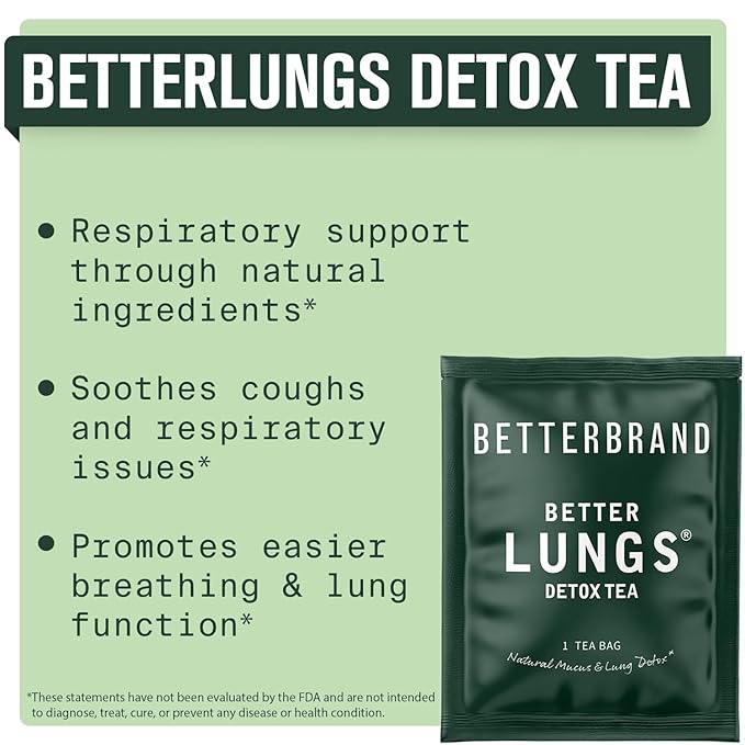 Betterbrand Mullein Tea Bags for Lungs ??Herbal Tea for Respiratory Support ??Caffeine-Free Loose