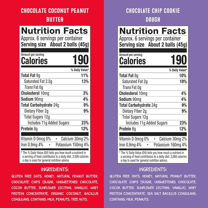 simplyFUEL Protein Ball Variety Pack - Whole Food Balls with Probiotics - 8g Protein Snack - Gluten