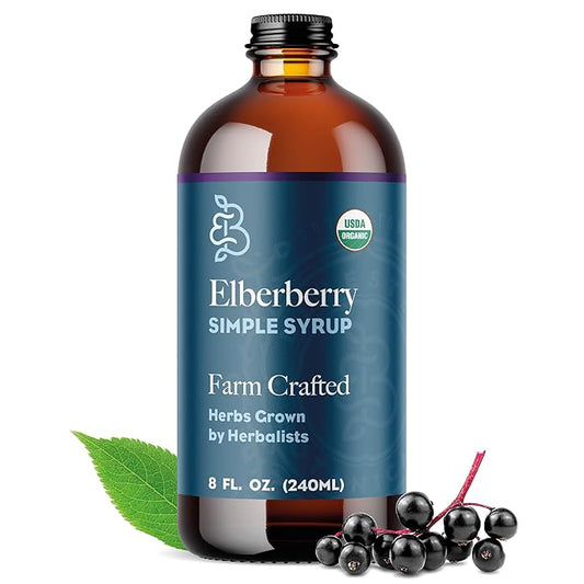 Bluestem Botanicals Organic Elderberry Simple Syrup, 8 oz, Cocktail and Mocktail Mixer for Drinks