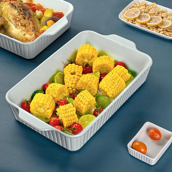 Casserole Dishes for Oven 9x13,2 Pack Ceramic Baking Dish Large & Deep,4.2 QT Casserole Dish Set