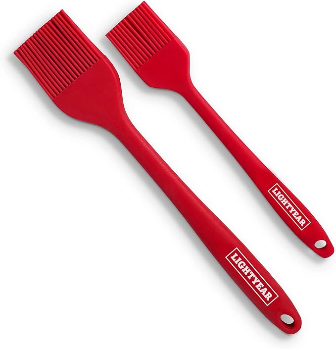 Lightyear Silicone Basting Pastry Brush Set (2 Pcs) ❘ 450°F Heat Resistant Oil Brush for Your