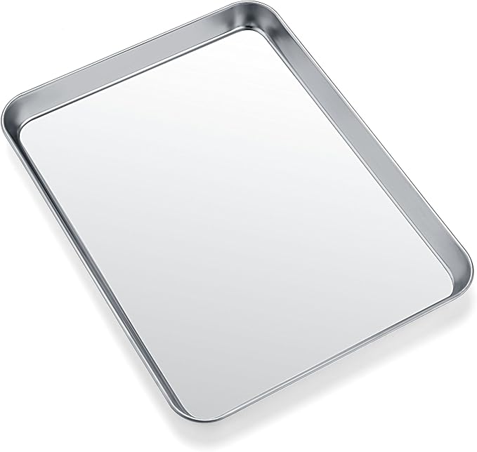 Baking Sheets for Oven, Stainless Steel Cookie Sheet Baking Pan Toaster Oven Tray 10 x 8 x 1 Inch