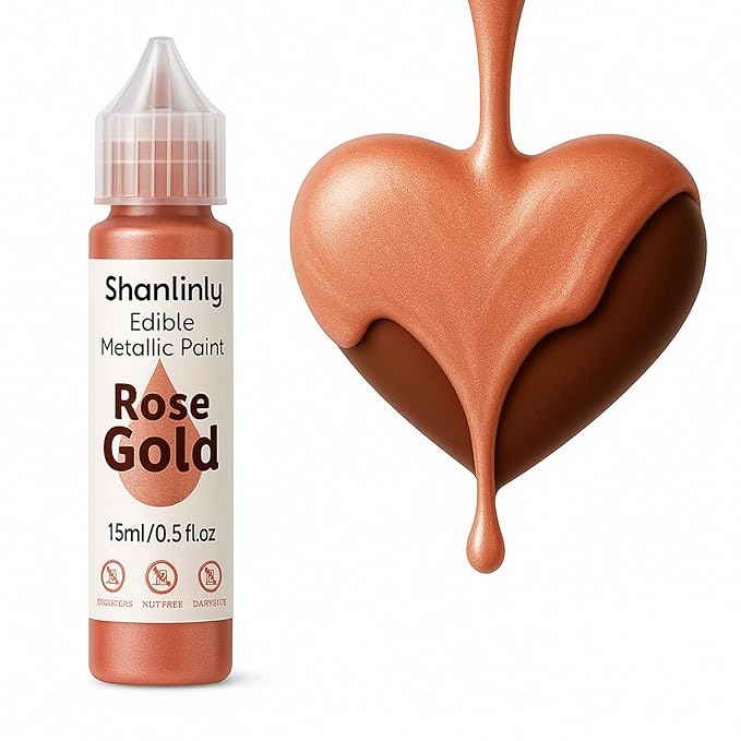 Rose Gold Metallic Edible Paint for Baking ??Food Grade Edible Gold Dust Drink Glitter for Shimmer