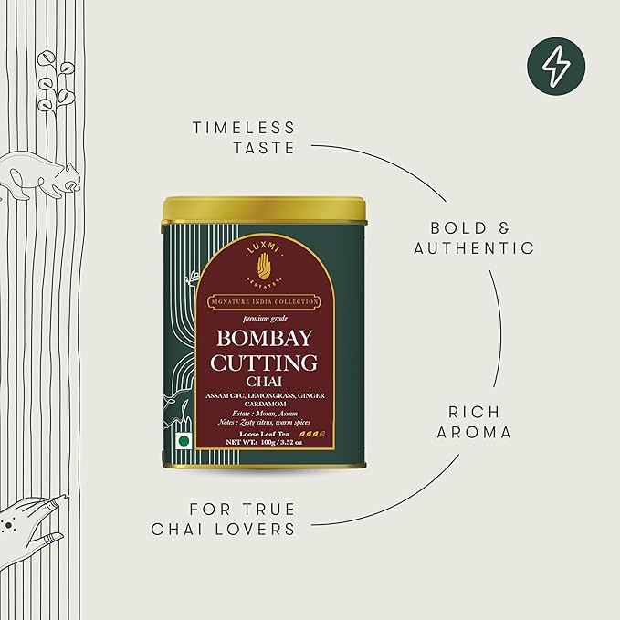 Luxmi Estates Bombay Cutting Chai | 100 gm | Signature India Collection | Assam CTC | Black Tea