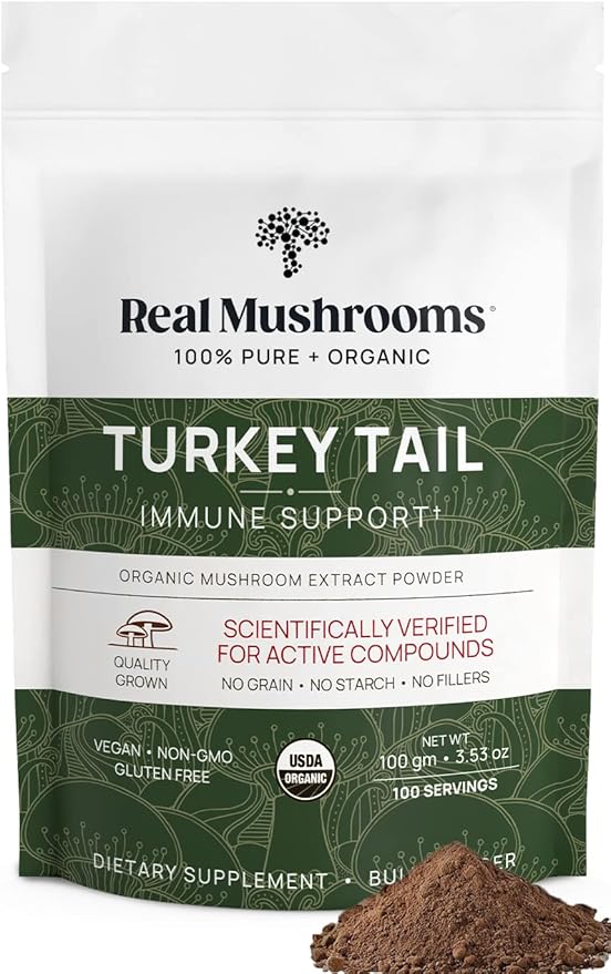 Real Mushrooms Turkey Tail Mushroom Powder ??Organic Turkey Tail Extract from ??for Wellness, Gut