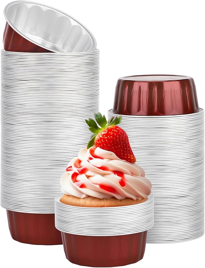 Beasea Aluminum Baking Cups, 8oz 200 Pack Disposable Ramekins Foil Cups Baking 3.9" Ramekin Cup