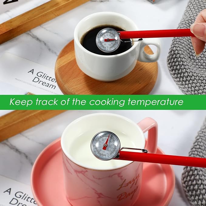 Xuhal 3 Pcs Stainless Steel Kitchen Thermometer with 5 Inch Long Stem 1 Inch Dial Thermometer Milk