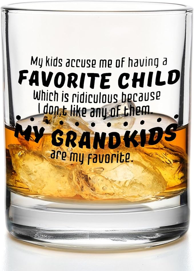 Grandpa Whiskey Glasses 10 oz, Grandpa Gifts from Grandkids, Funny Grandfather Old Fashioned Rocks