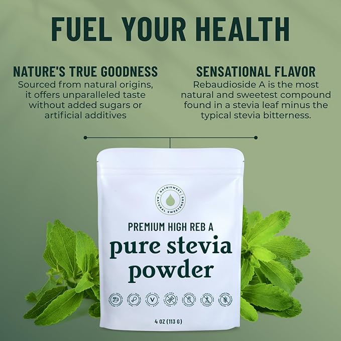 Premium Pure Stevia Powder, Powdered Stevia Extract Natural SteviaPowder for Baking, Zero Calorie