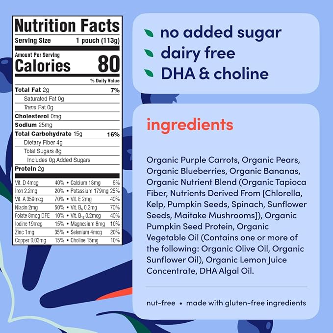 Cerebelly Organic Baby Food Pouches ??Dairy Free Smoothies for Toddlers | No Added Sugar, Fiber