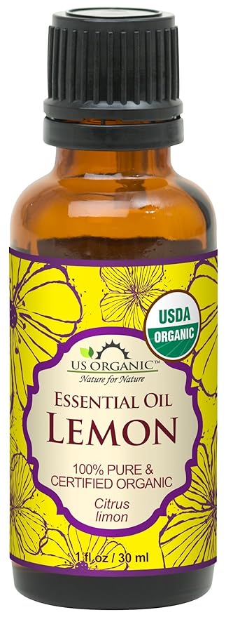 US Organic 100% Pure Lemon Essential Oil - USDA Certified Organic, Cold Pressed - W/Euro droppers