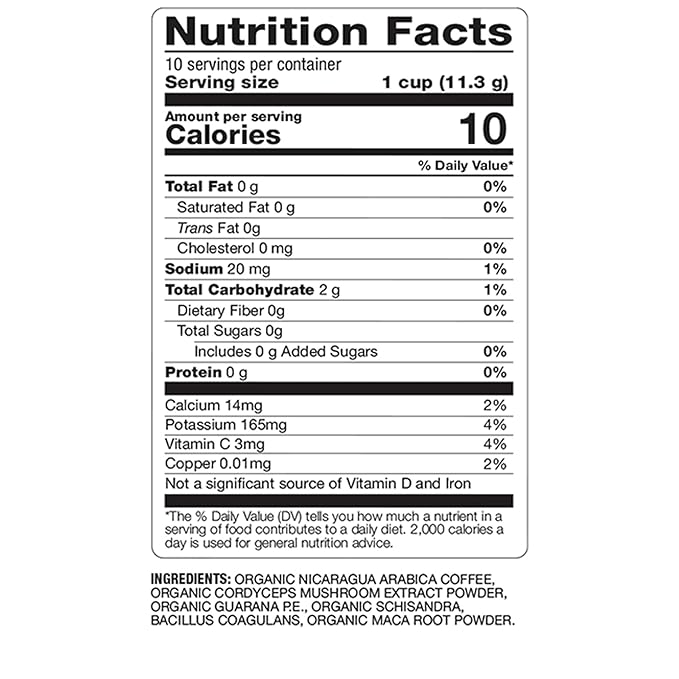 BareOrganics Energy Medium Roast Coffee, Organic, 10 K-Cup Pods, Superfoods & Probiotics Infused