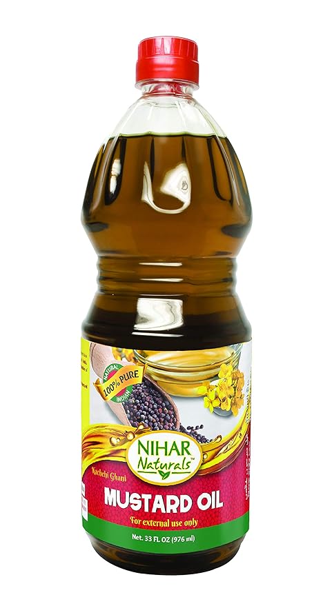 Nihar Naturals Kacchi Ghani Mustard Oil| Cold Pressed| 100% Pure Mustard Oil| For Skin, Hair Care &