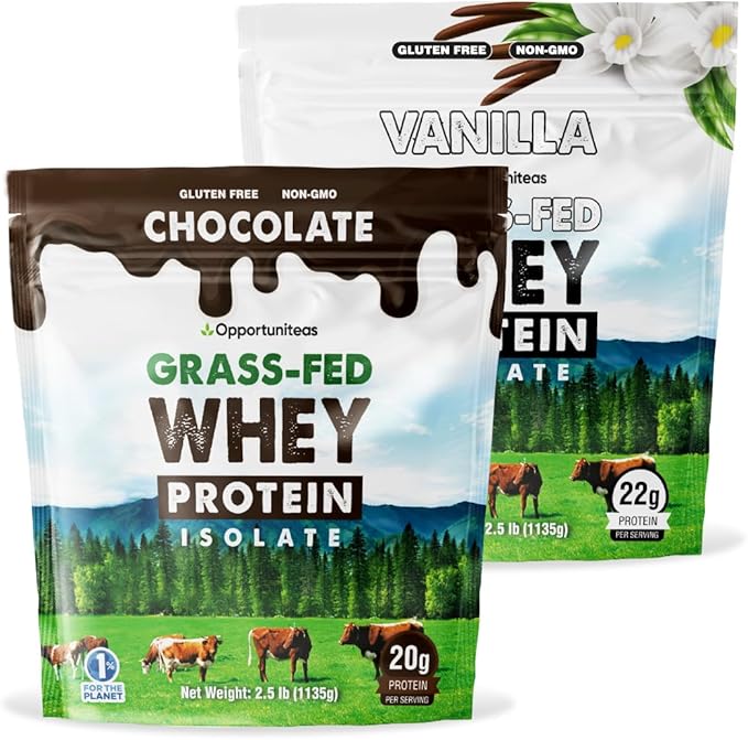 Opportuniteas Grass Fed Vanilla Choco Whey Protein Isolate Powder - 20g Protein Powder Without