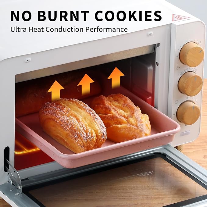 Toaster Oven Pans Set of 2, Shinsin 11-Inch Nonstick Baking Sheet Pans and Trays, 1/8 Thicker