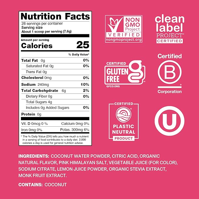 Cure Hydration | Plant-Based Electrolyte Drink Mix | No Added Sugar | Dehydration Relief Powder