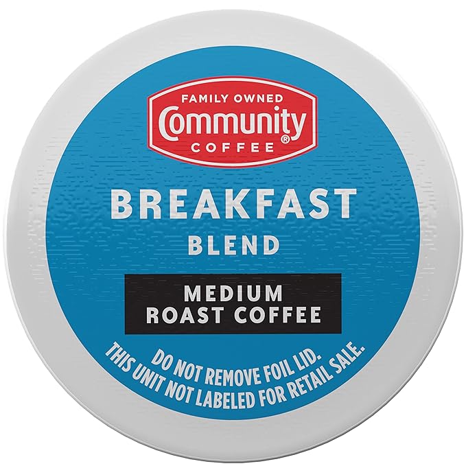 Community Coffee Breakfast Blend 12 Count Coffee Pods, Medium Roast, Compatible with Keurig 2.0