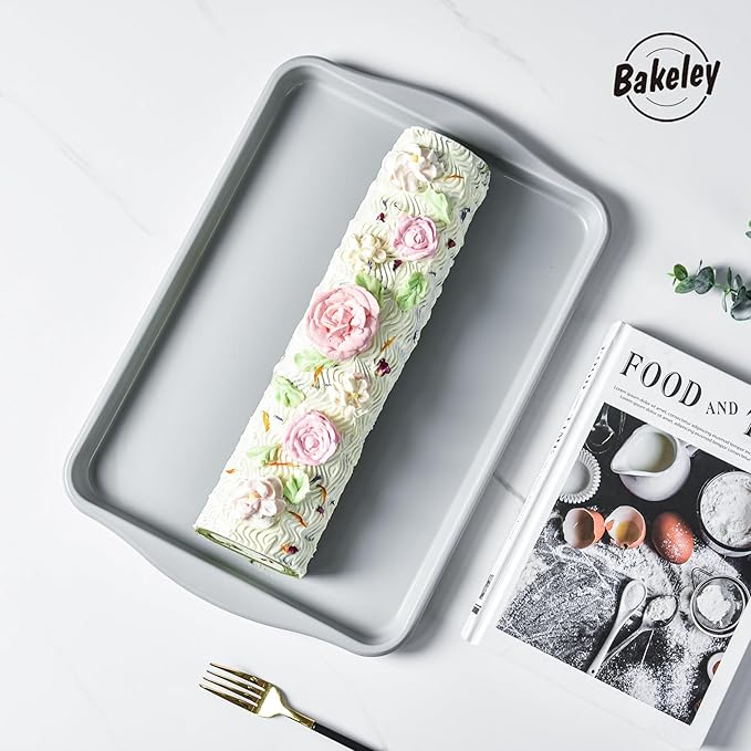 15-Inch Baking Sheet Pan, Non-Stick Carbon Steel Naturally Slick Ceramic Coating Rimmed Cookie