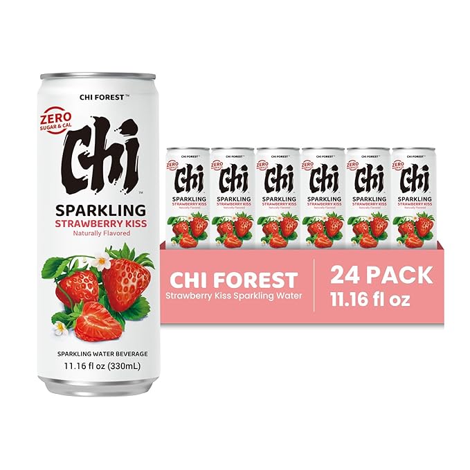 CHI FOREST Strawberry Sparkling Water Beverage, Zero Sugar Drinks, Zero Artificial Flavor, 11.16 fl