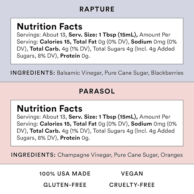 Brightland The Pair, Balsamic Vinegar & Champagne Vinegar Duo - Artisinal Vinegars Perfect for