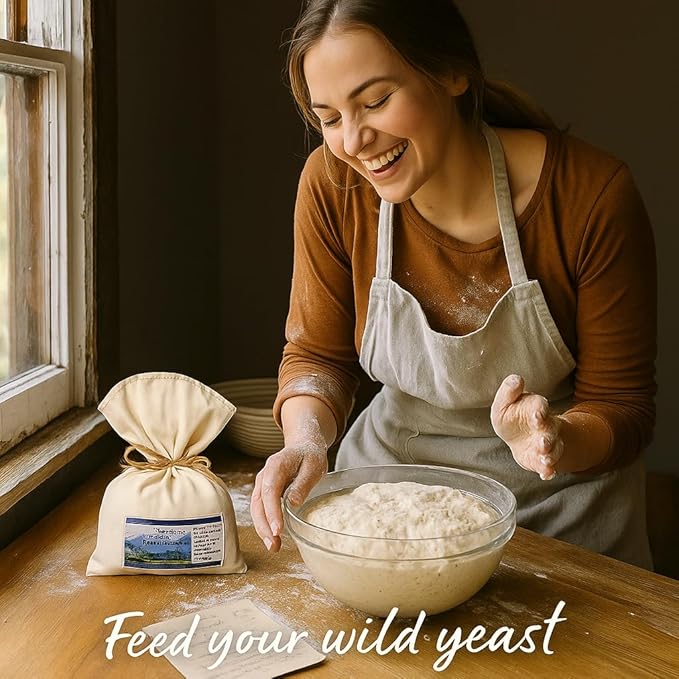 Bounty Foods Montana Sourdough Starter Set ??16 oz Artisan Bread Kit in Western-Style Burlap Bag