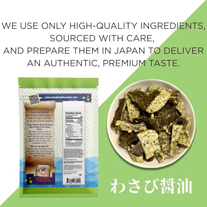 Japanese Tempura Seaweed Chips, Noriten ??Wasabi and Soy Sauce Flavor | 5.29oz | Made in Japan by