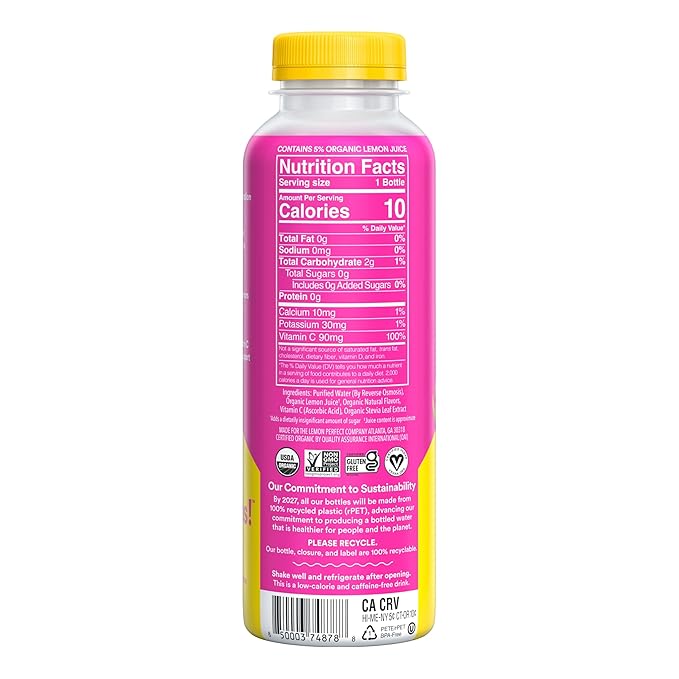 Lemon Perfect Dragon Fruit, Flavored Lemon Water, Organic, Zero Sugar, Healthy Hydration Drinks