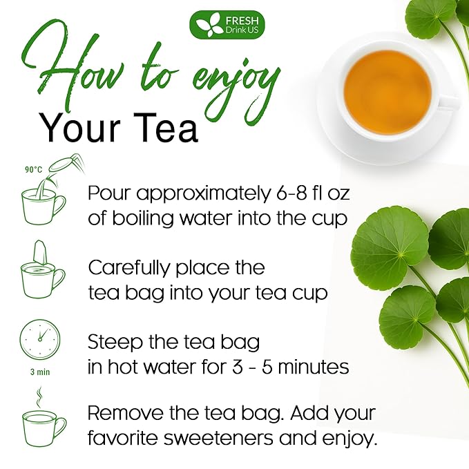 FreshDrinkUS, Premium Gotu Kola Leaf Tea ??40 Tea Bags | Pure Dried Centella Asiatica Leaves |