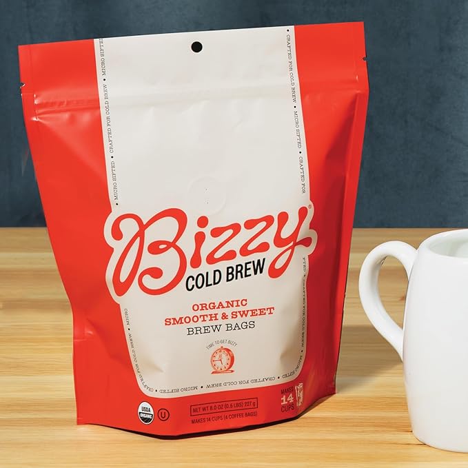 Bizzy Organic Cold Brew Coffee | Smooth & Sweet Blend | Coarse Ground Coffee | Medium Roast | Micro