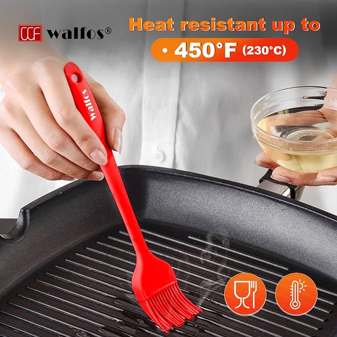Walfos Silicone Pastry Brush, Heat Resistant Basting Brush Set, Perfect for Baking,BBQ