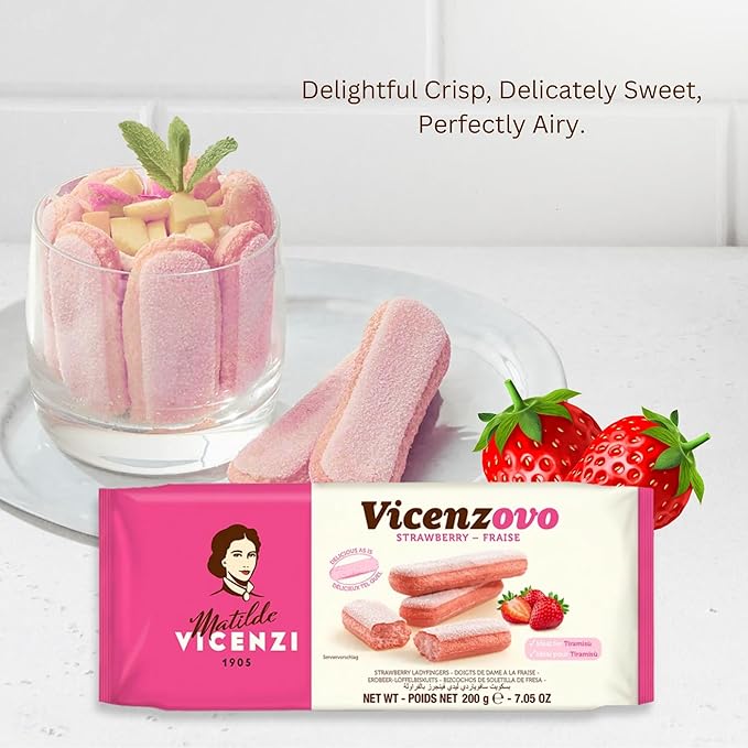 Matilde Vicenzi Vicenzovo Pink Ladyfingers 14.10oz - Italian Strawberry Biscuits, Ladyfingers
