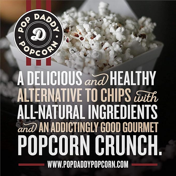 Pop Daddy Flavored Popcorn Gourmet, Dill Pickle Flavor Popped Popcorn, Hand Seasoned Ruby Red