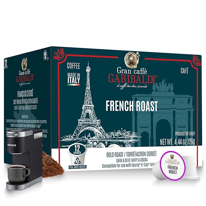 Caffè Garibaldi French Roast Coffee Pods, Single-Serve Capsules for Keurig K-Cup Brewers, Single