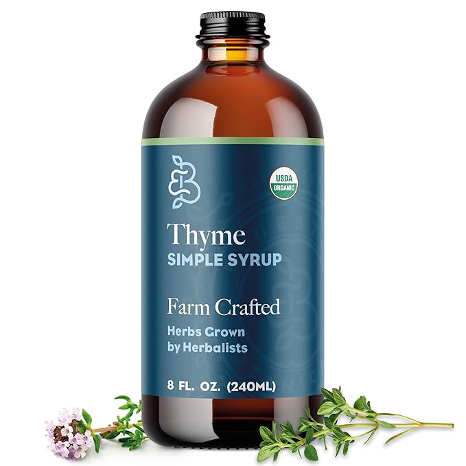 Bluestem Botanicals Organic Thyme Simple Syrup, 8 oz, Cocktail and Mocktail Mixer for Drinks
