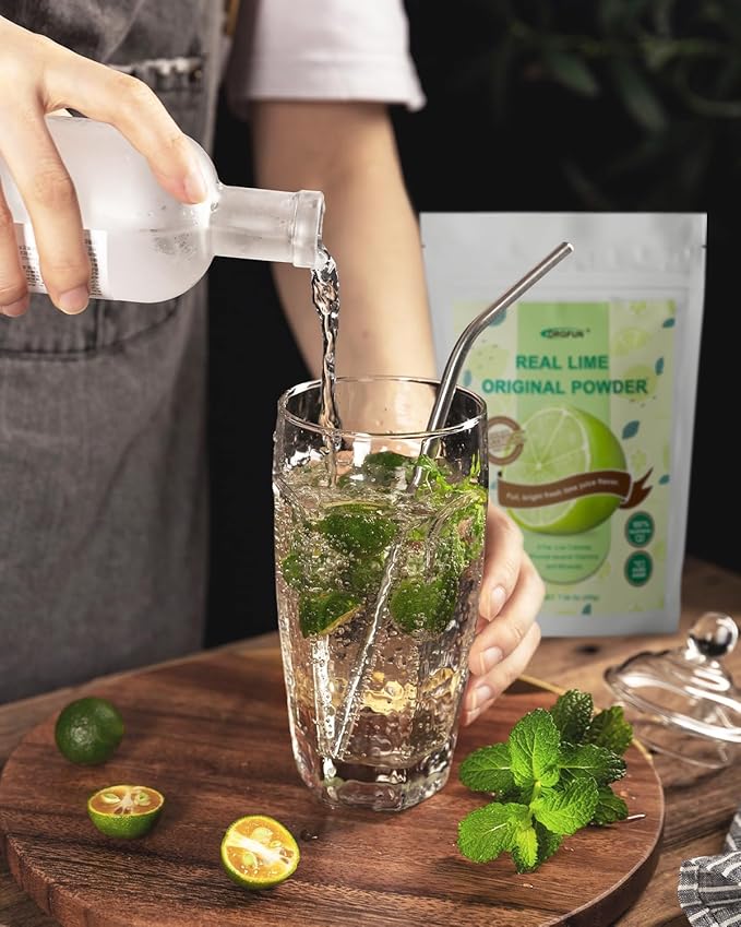 ORGFUN Original Lime Powder, Whole Lime Juice Freeze Dried Powder, Great for Cocktails, Drinks