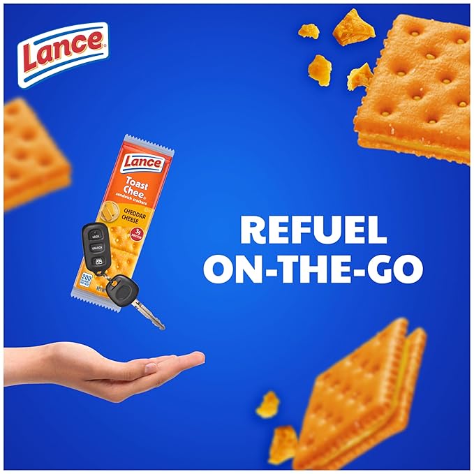 Lance Sandwich Crackers, ToastChee Cheddar, 10 Individually Wrapped Packs, 6 Sandwiches Each