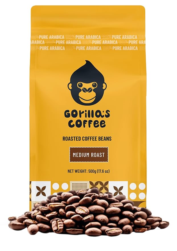Gorilla's Coffee 100% Arabica - Medium Roast Whole Bean Coffee, Fair Trade, Full Bodied, with Notes