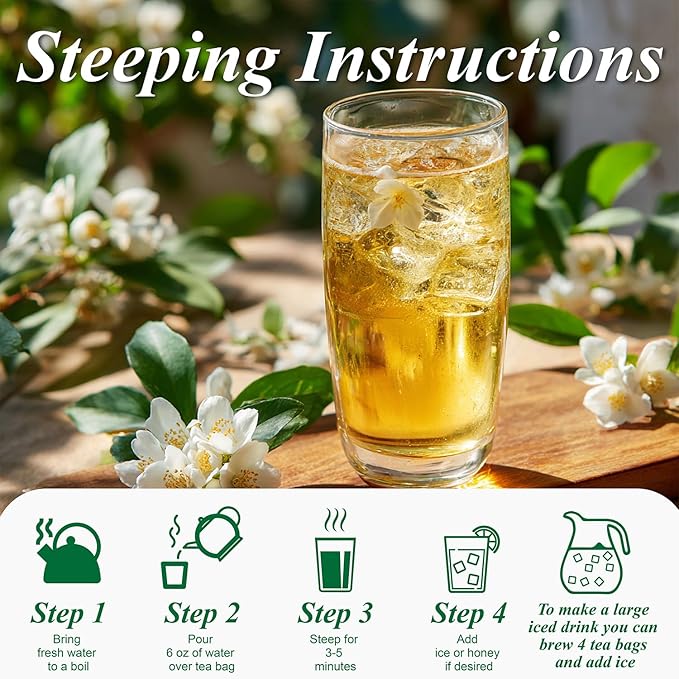WT WEETEE Decaf Jasmine Green Tea Bags 100 Count, CO2 Decaffeinated Green Tea Infused with Jasmine