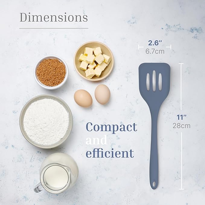Silicone Slotted Turner Set – 2-Piece Set of Turner Spatulas for Eggs and Pancakes – Kitchen Tools